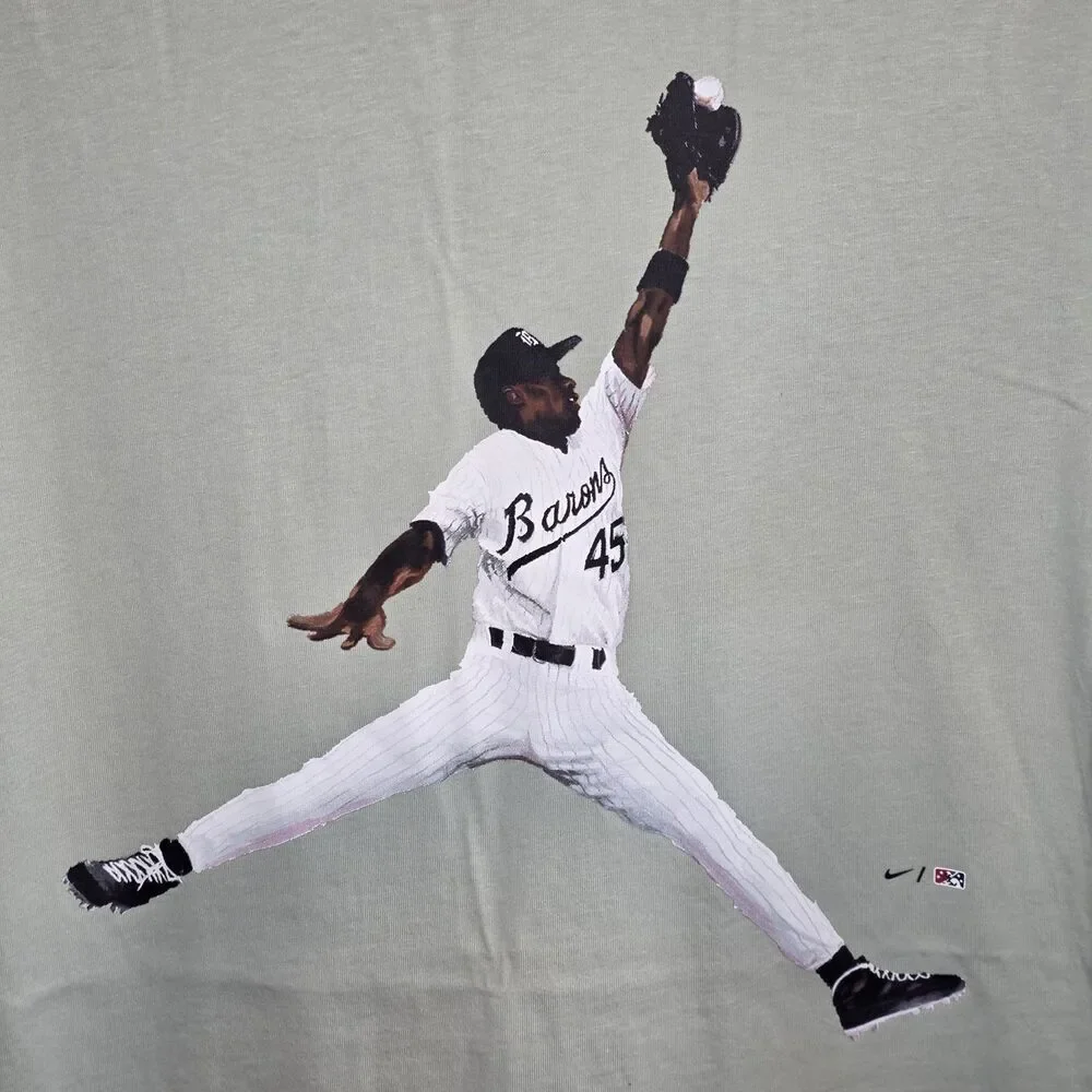Michael Jordan Shirt Mens M Green Barons Baseball Graphic Tee Jumpman Nike